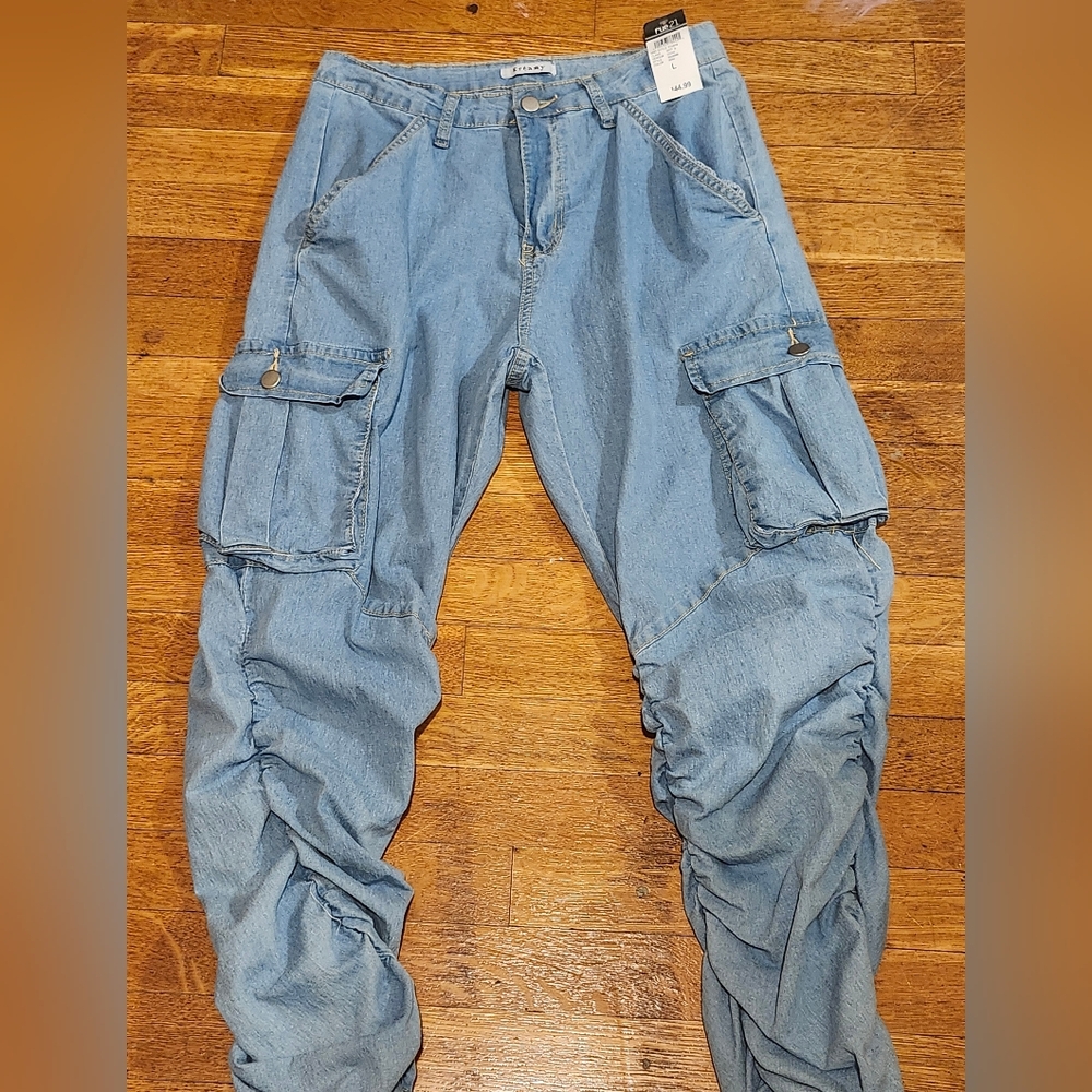Stylish Blue Cargo Women Jeans